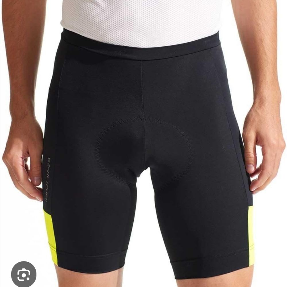 Pearl Izumi Men's XL Black Yellow Padded Road Bike Shorts